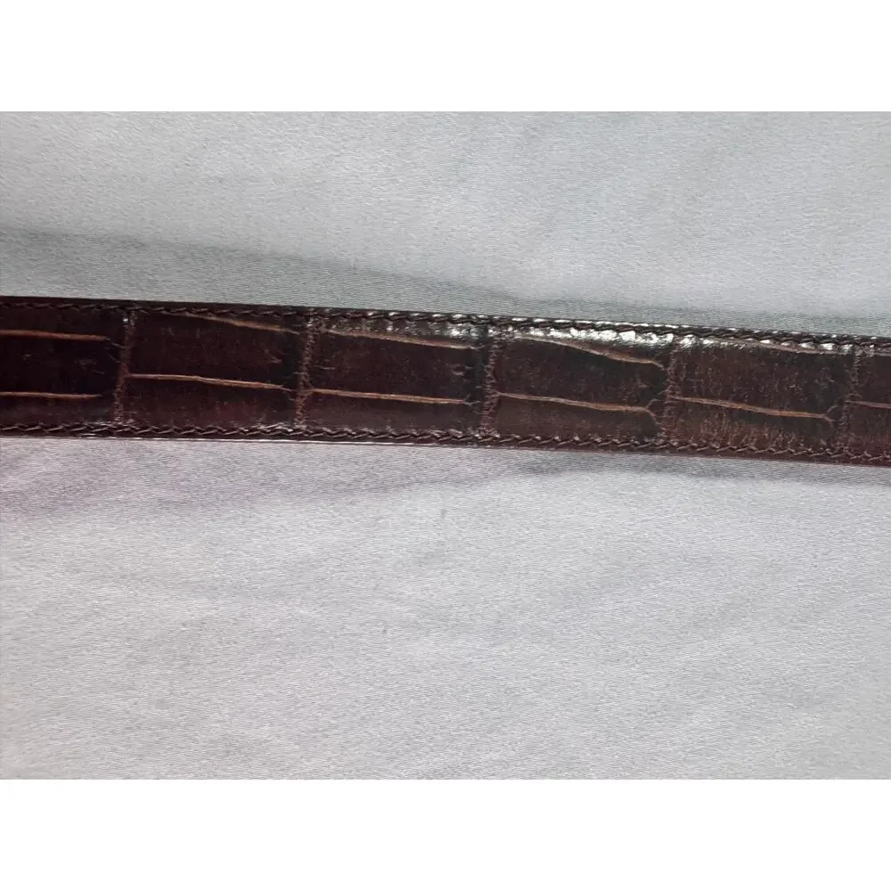 Vintage Lady Canterbury Italian Croco Leather Belt Brown Western Buckle 35